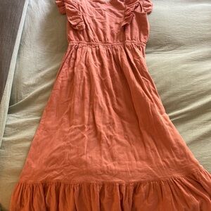 ba&sh Pink Midi Sundress with Flutter Sleeves